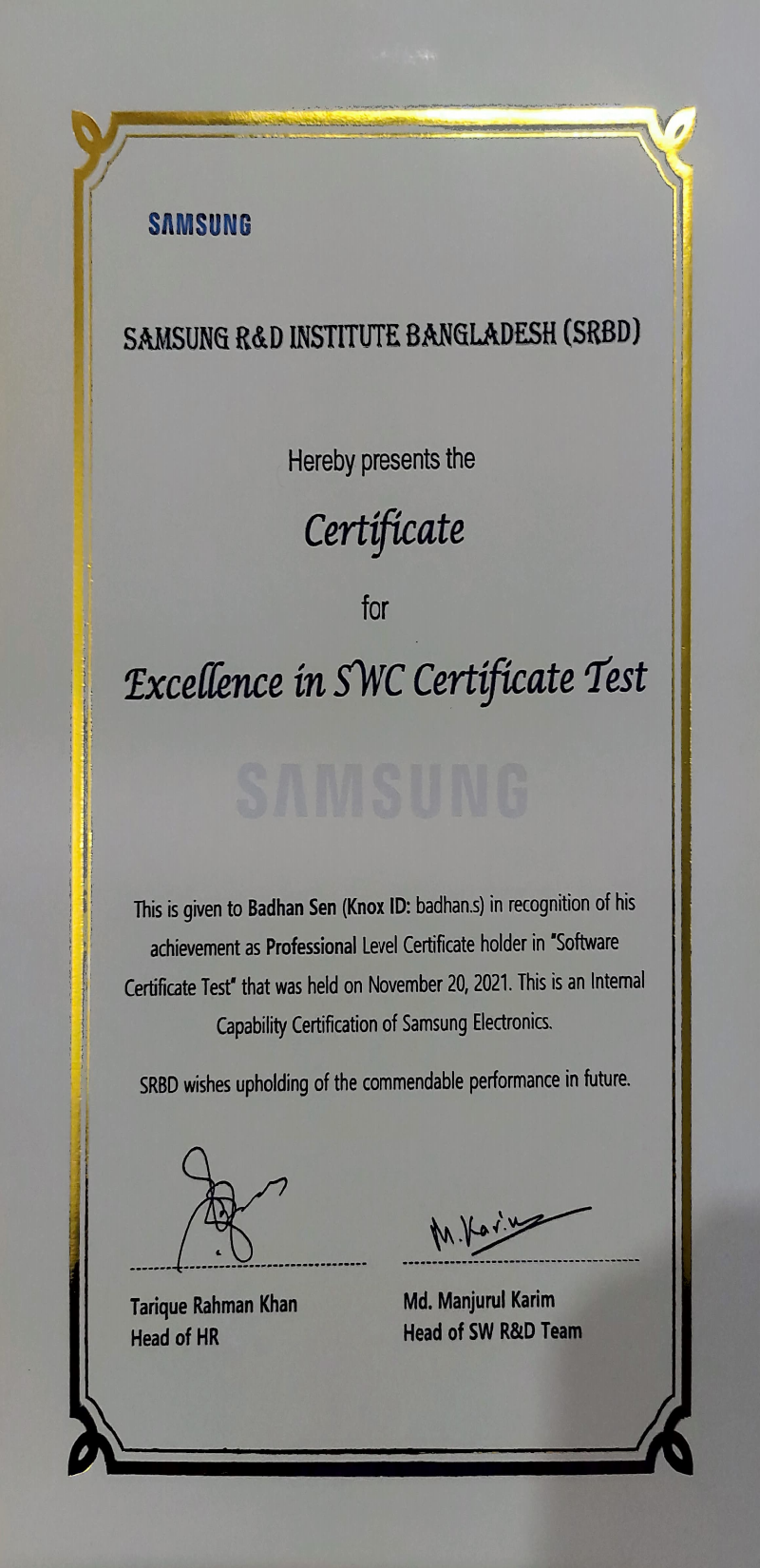 Samsung Professional Certificate